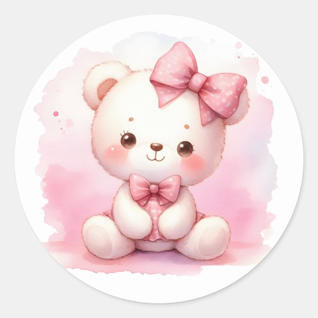 Adesivos de Ursinho de Pelúcia Rosa (Frente)