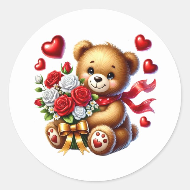 Adesivos de Ursinho de São Valentim (Frente)
