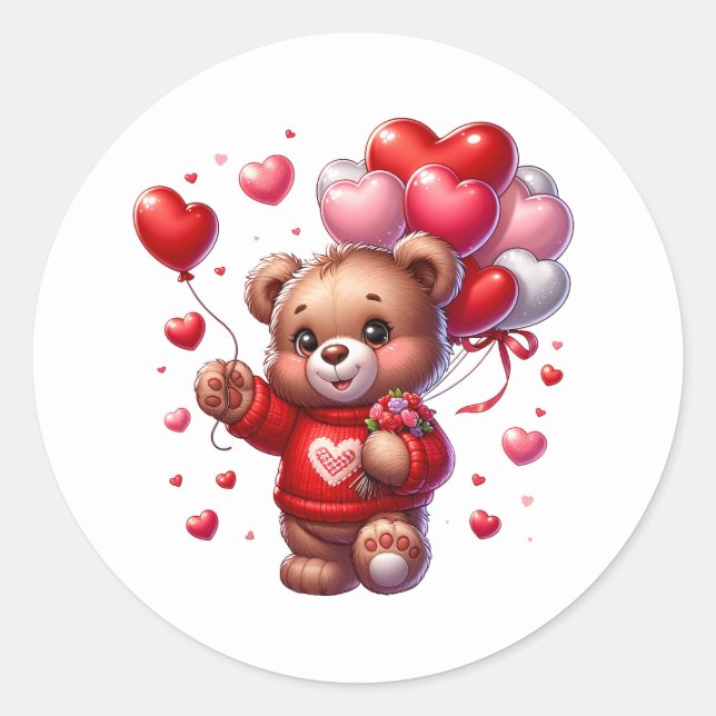 Adesivos de Ursinho de São Valentim (Frente)