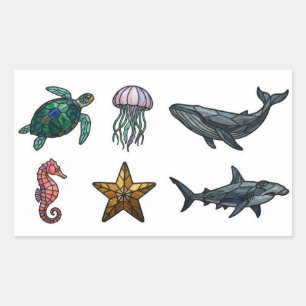 Adesivos de Vida Oceânica em Vidro Estampado