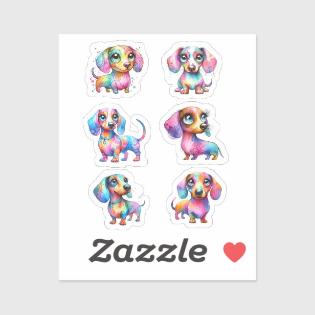 ADESIVOS DE VINIL DACHSHUND MULTI COLOR (Folha)