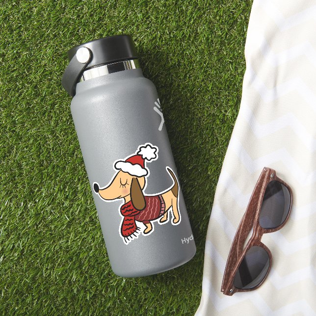 Adesivos de Vinil de Dachshund de Inverno Fofo (HydroFlask Insitu)