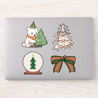 Adesivos de Vinil de Natal: Urso Fofo, Árvore, Arc