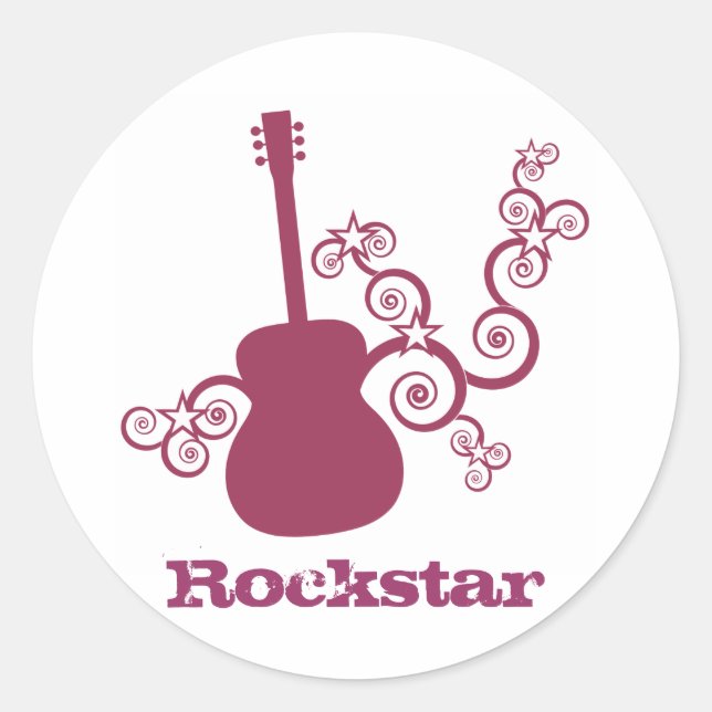 Adesivos de Violão Rockstar, Fuchsia (Frente)