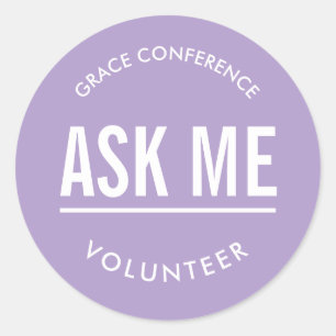 Adesivos de voluntário Lavender pergunte-me