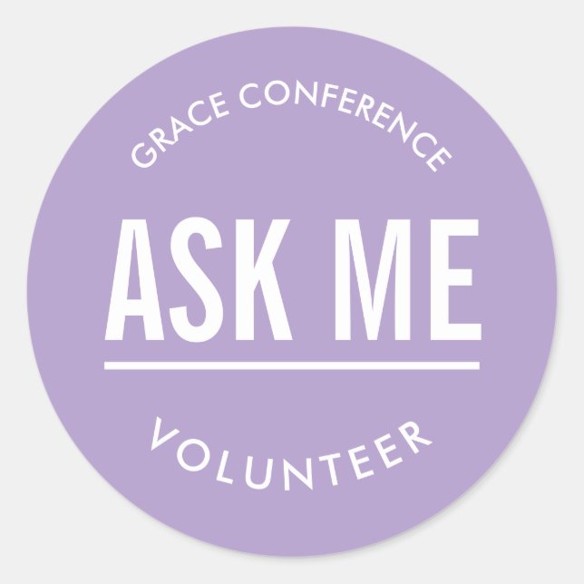 Adesivos de voluntário Lavender pergunte-me (Frente)
