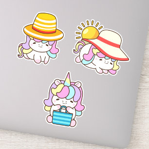 Adesivos Divertidos e Fofos de Unicórnio Kawaii Co