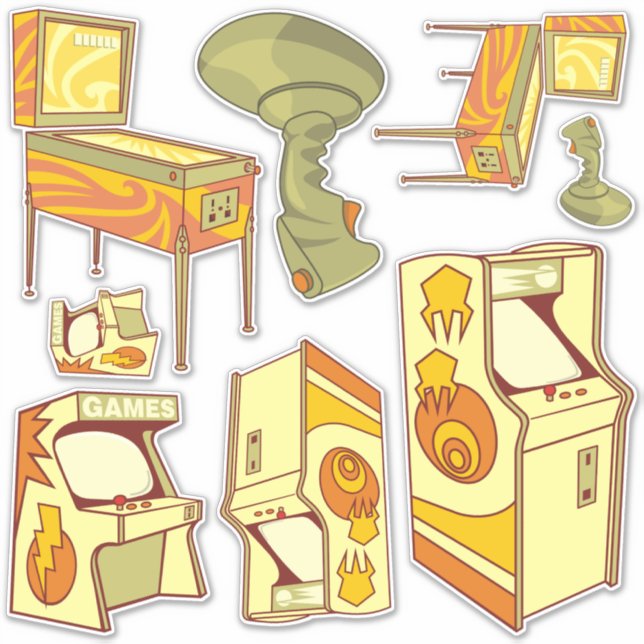 Adesivos do conjunto de ícones de jogos retrorrefl (Frente)