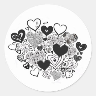 Adesivos do coração branco e preto