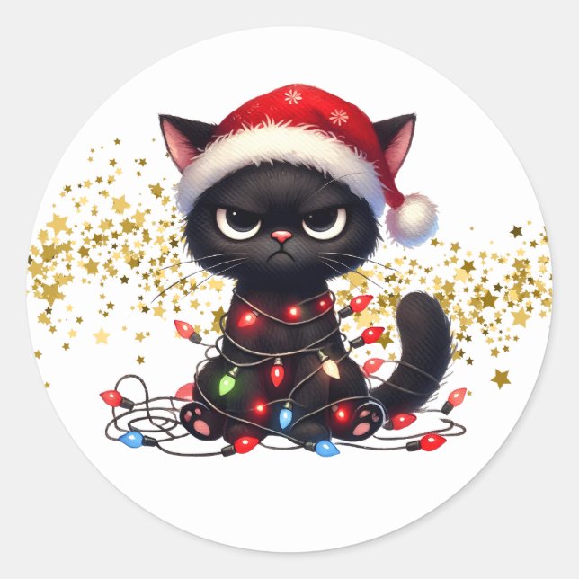 Adesivos do Gato Mal-humorado de Natal  (Frente)