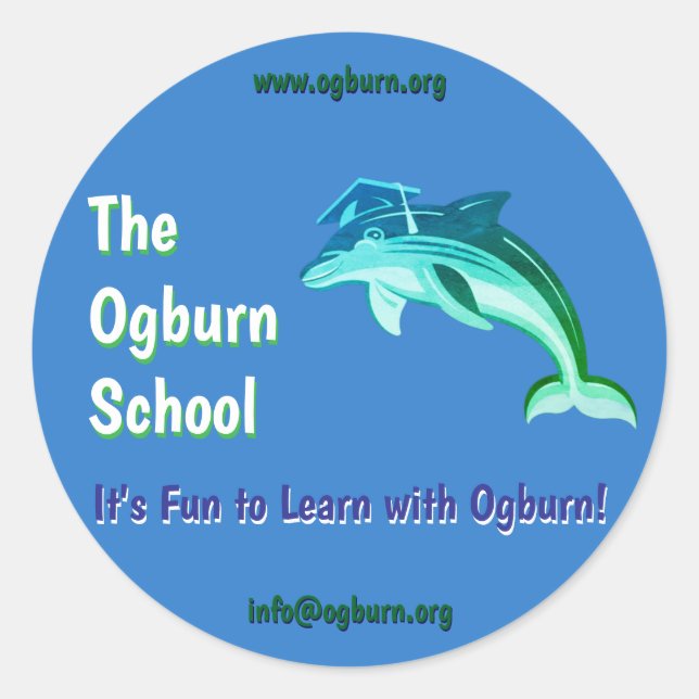 Adesivos do Mascote do Golfinho da Escola Ogburn  (Frente)