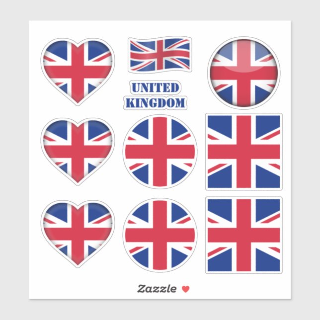 Adesivos do Reino Unido, British Flag Heart/sport (Folha)