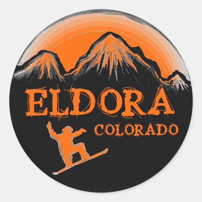 adesivos do Snowboarder laranja Eldora Colorado (Frente)