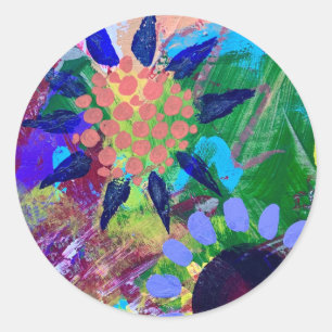 Adesivos e Selos em Design de Flores Abstratas