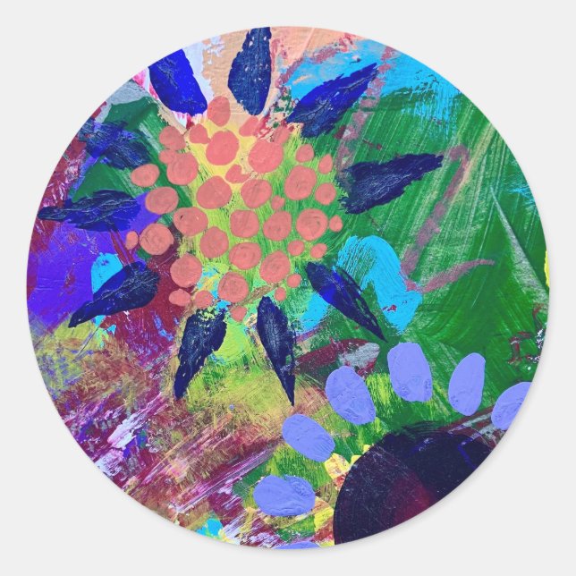 Adesivos e Selos em Design de Flores Abstratas (Frente)
