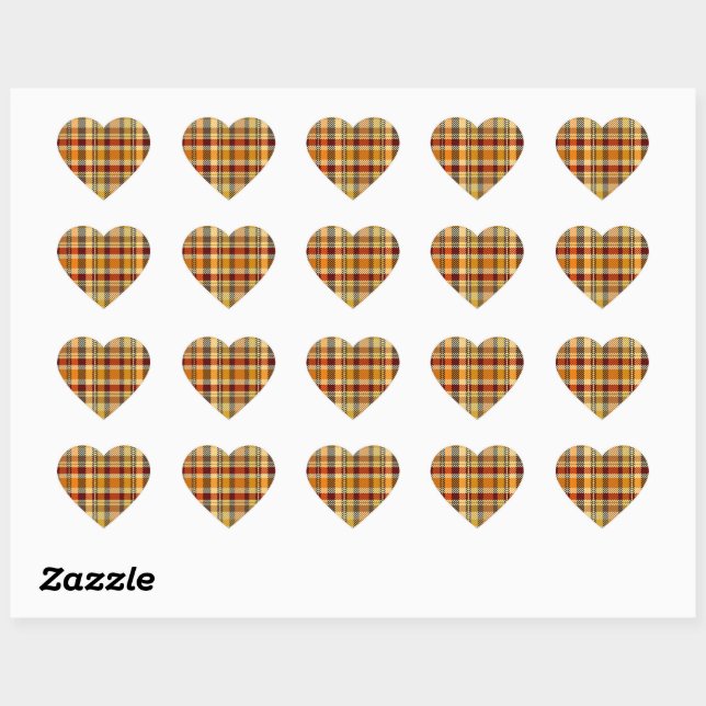 Adesivos Earthtone Plaid Heart (Folha)