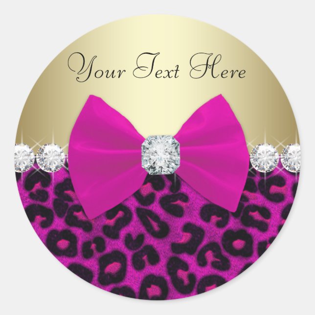 Adesivos Elegantes de Leopardo Rosa Quente (Frente)