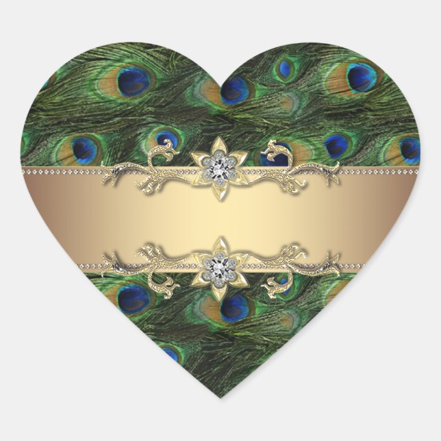Adesivos Elegantes de Pavão com Ouro Verde Esmeral (Frente)