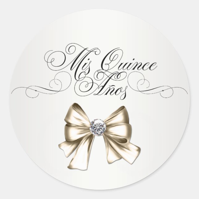 Adesivos Elegantes de Quinceanera Brancos (Frente)
