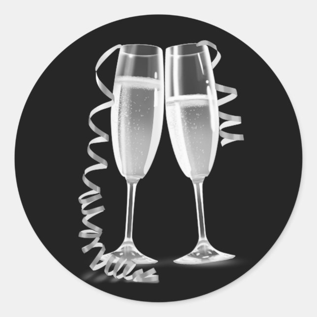 Adesivos Elegantes de Taça de Champanhe Preto Prat (Frente)