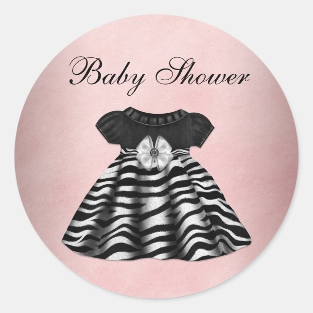 Adesivos Elegantes Rosa e Preto para Chá de Bebê (Frente)