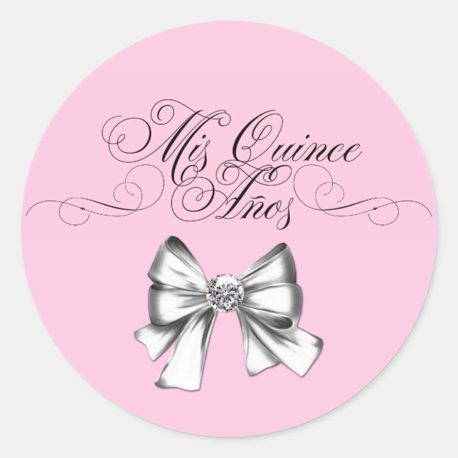 Adesivos Elegantes Rosa Quinceanera (Frente)