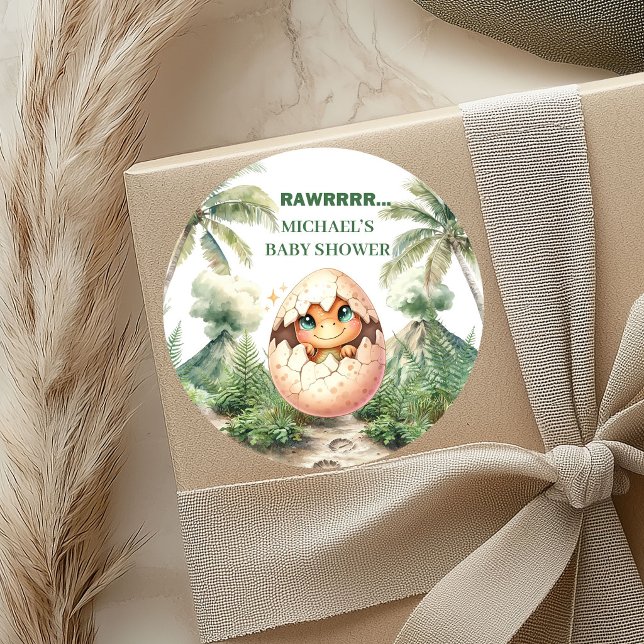 Adesivos Em Breve Design Fofo de Dino Bebê (Hatching Soon Stickers Cute Baby Dino Design)