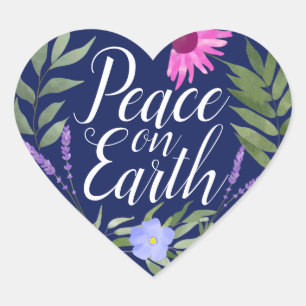 Adesivos em forma de coração com paz na Terra