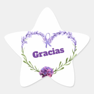 Adesivos em forma de estrela "Gracias" com flores 