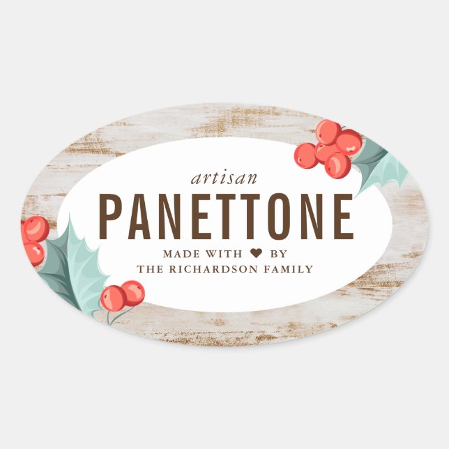 Adesivos em forma oval para Pão Panettone de Natal (Frente)