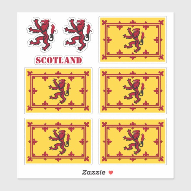 Adesivos Escócia, Rampant & Scottish Flag / Lion (Folha)