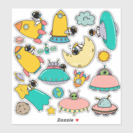 Adesivos Espaciais de Astronauta Fofos