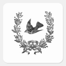Adesivos Europeus "Velho Mundo" - Pássaro/Grinalda