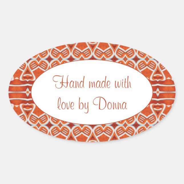 Adesivos "Feitos à Mão" de GINGERBREAD Oval (Frente)