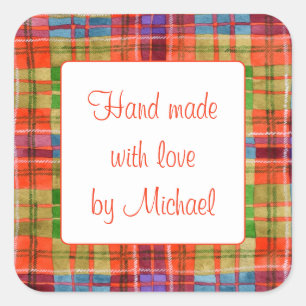 ADESIVOS "FEITOS À MÃO" MAC RAE TARTAN Quadrado de