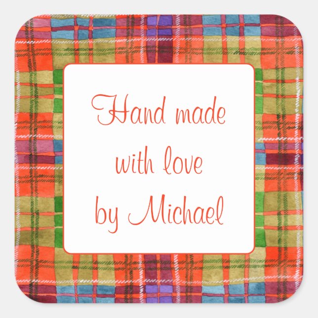 ADESIVOS "FEITOS À MÃO" MAC RAE TARTAN Quadrado de (Frente)