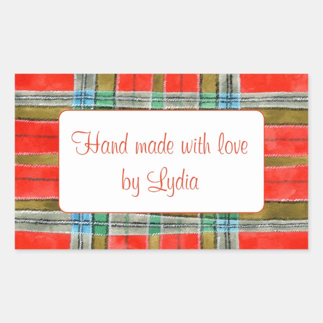 Adesivos "Feitos à Mão" Retangular MAC BAIN TARTAN (Frente)