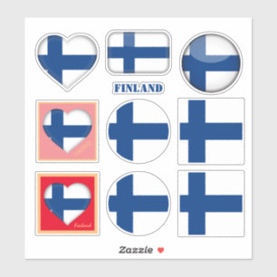 Adesivos finlandeses e bandeira finlandesa, coraç