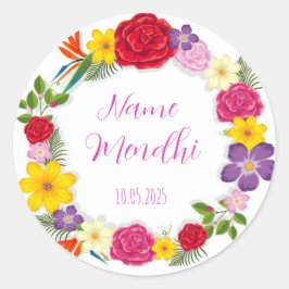 Adesivos florais coloridos de Mendhi
