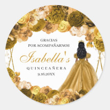 Adesivos Florais De Quinceanera Dourados
