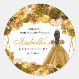 Adesivos Florais De Quinceanera Dourados