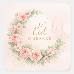 Adesivos Florais Eid Mubarak em Rosa Suave &