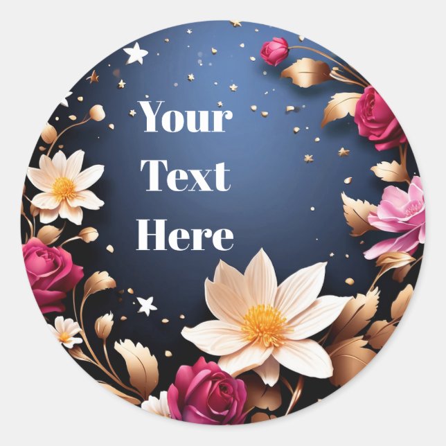 Adesivos Florais Personalizáveis Festa/Casamentos (Frente)