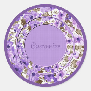 Adesivos Florais Púrpura e Branca Personalizados