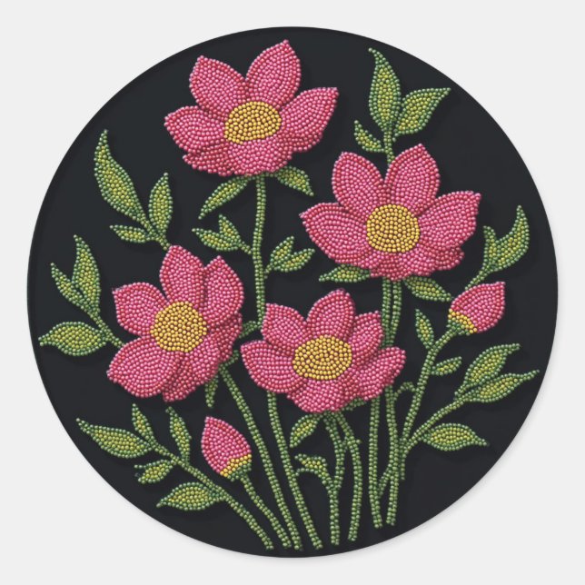 Adesivos Flores Cosmos Arte Nativa em Contas Metis (Frente)