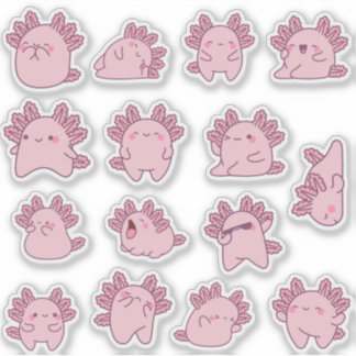 Adesivos fofos de axolote kawaii