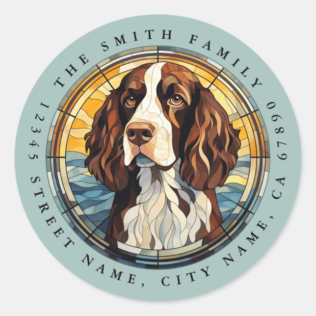 Adesivos Inglês Springer Spaniel Round (Frente)