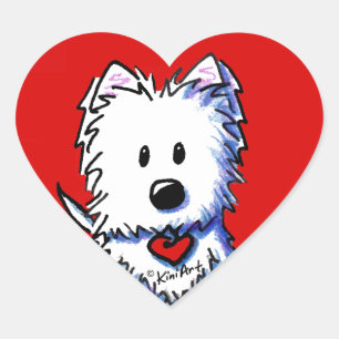 Adesivos KiniArt Westie Coração Vermelho