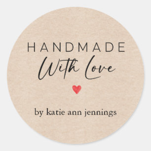 Adesivos Kraft Feito à Mão Com Amor Etiquetas