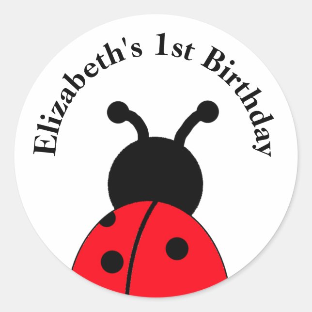 Adesivos Ladybug personalizados com nome e ano (Frente)